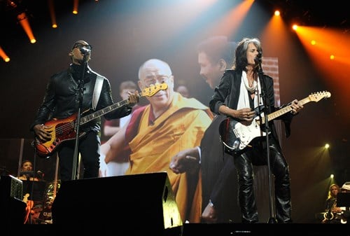 Raphael Saadiq and Aerosmith guitarist Joe Perry perform at the Power of Love gala celebrating Muhammad Ali's 70th birthday